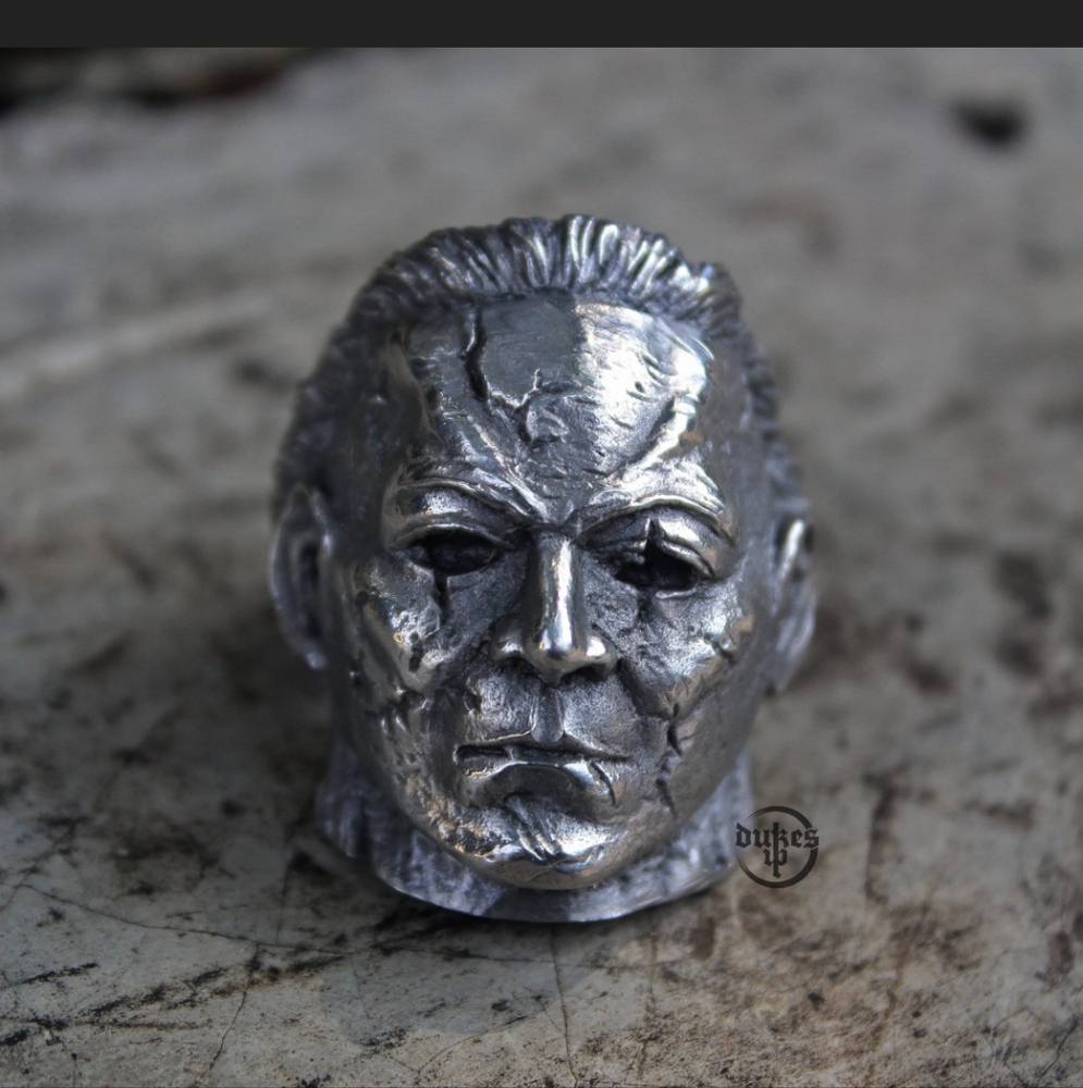🖤Rebel 13 🖤 HALLOWEE🖤 SOLID  Sterling Silver biker Michael Meyers Ring Size 8